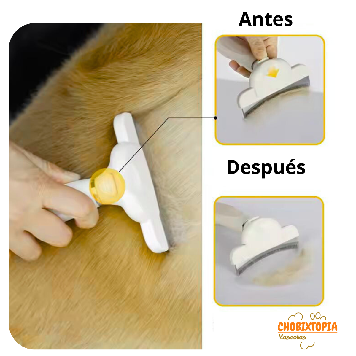 CEPILLO ELIMINA PELO INTERNA EXTERNO PERRO-GATOS-AMARILLO P