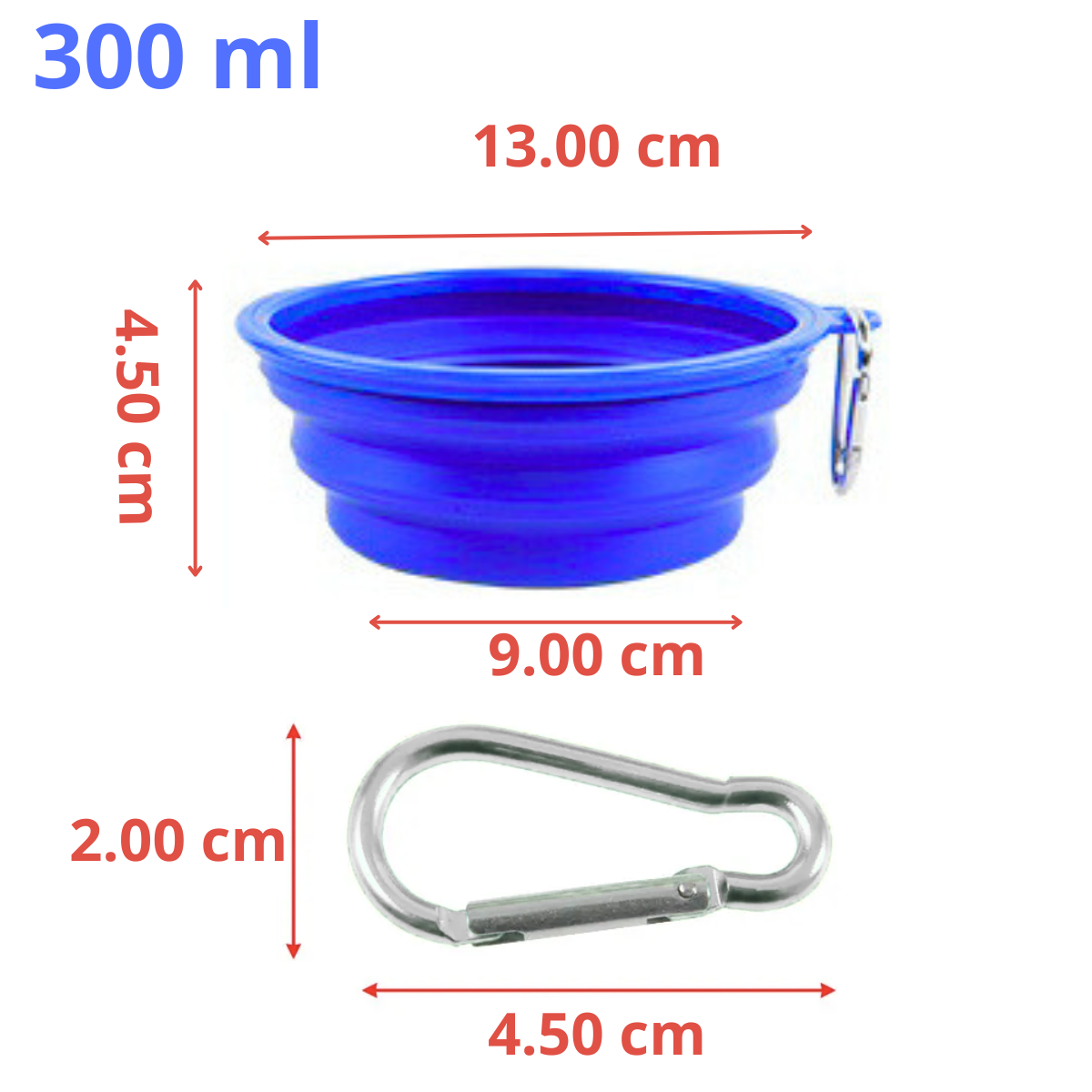 PLATO PORTATIL PLEGABLE CHICOS PARA MASCOTA - AZUL 300mL