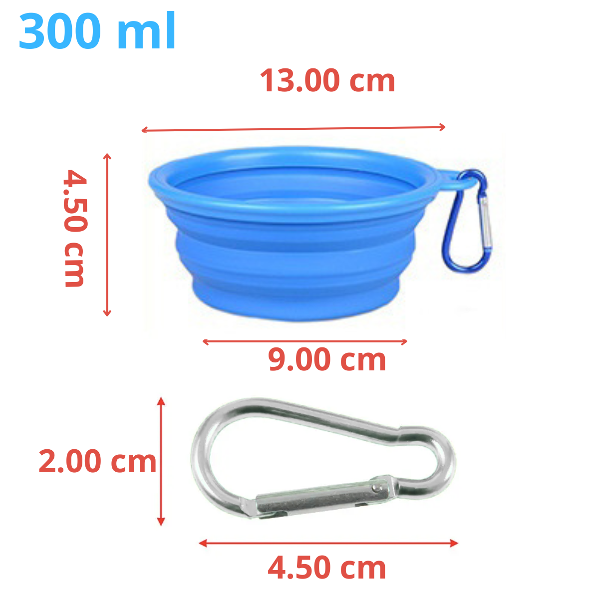 PLATO PORTATIL PLEGABLE CHICOS PARA MASCOTA - CELESTE 300mL