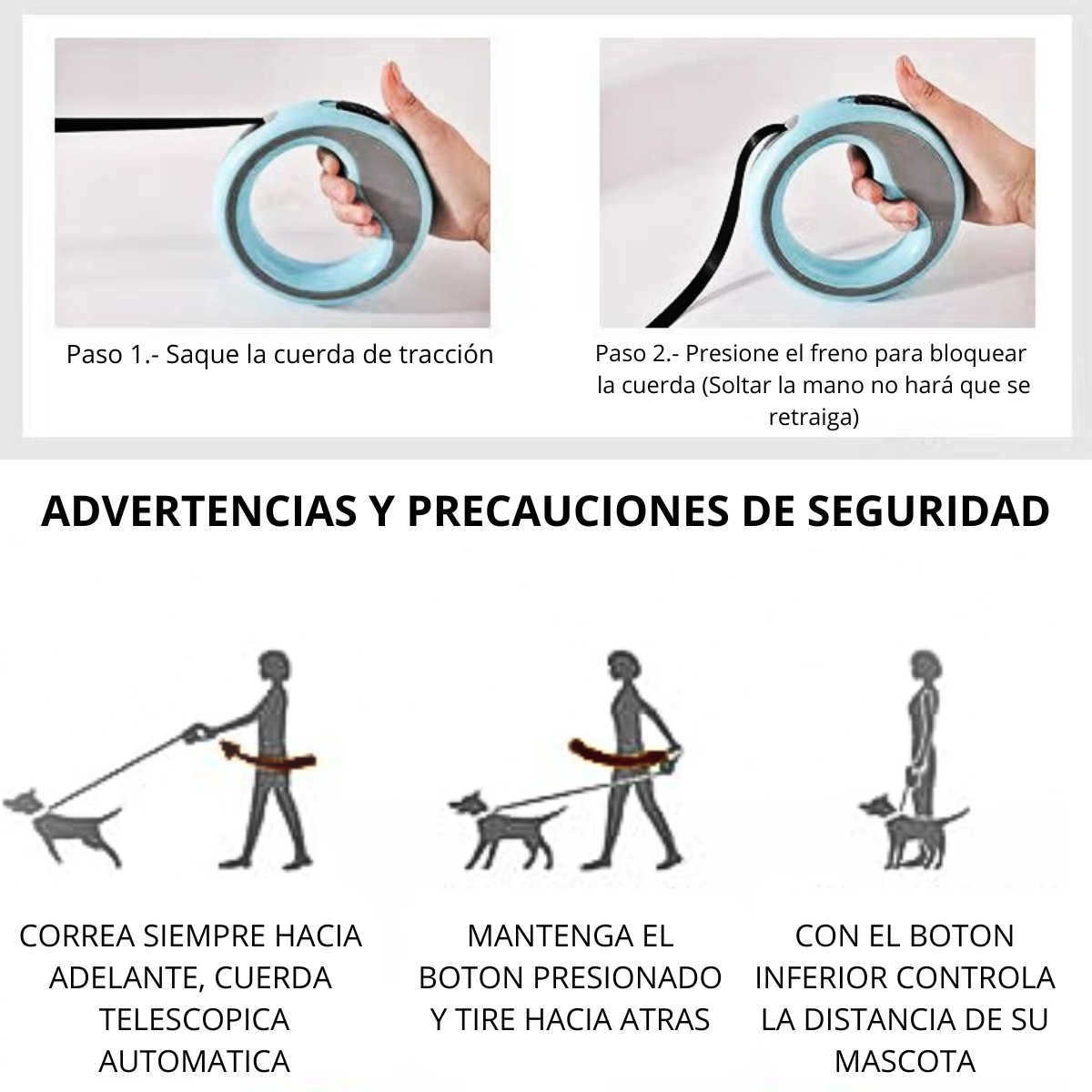 CORREA RETRACTIL CIRCULAR PARA MASCOTA PLOMO