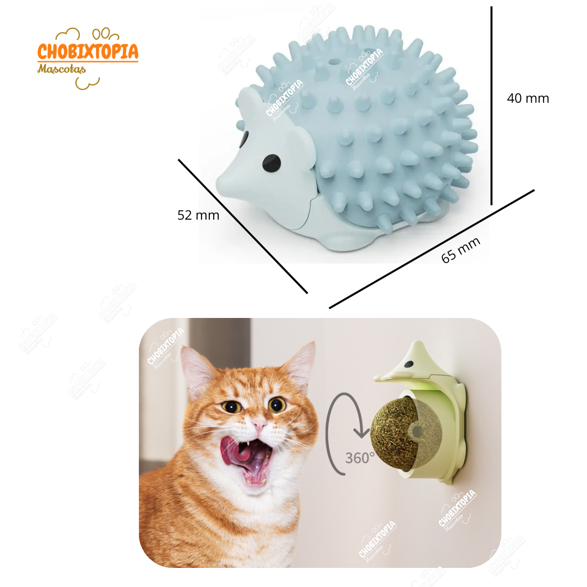 JUGUETE CATNIP ERIZO COLOR CIELO