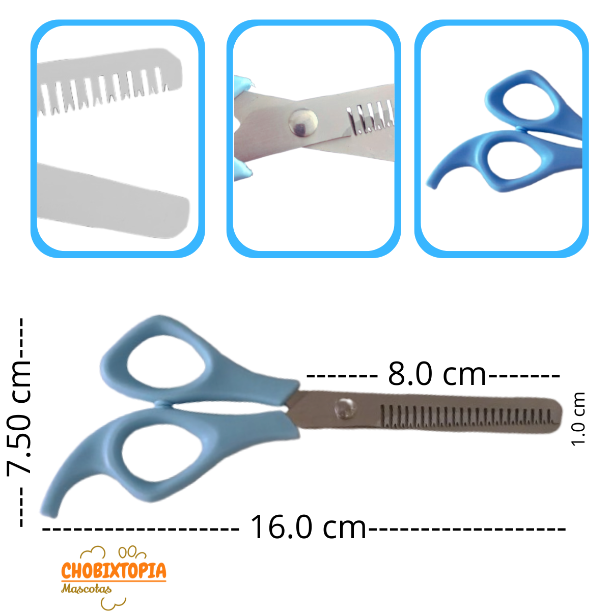 TIJERA REDUCTORA DE VOLUMEN DEL PELO PERROS CELESTE - MASCOTA