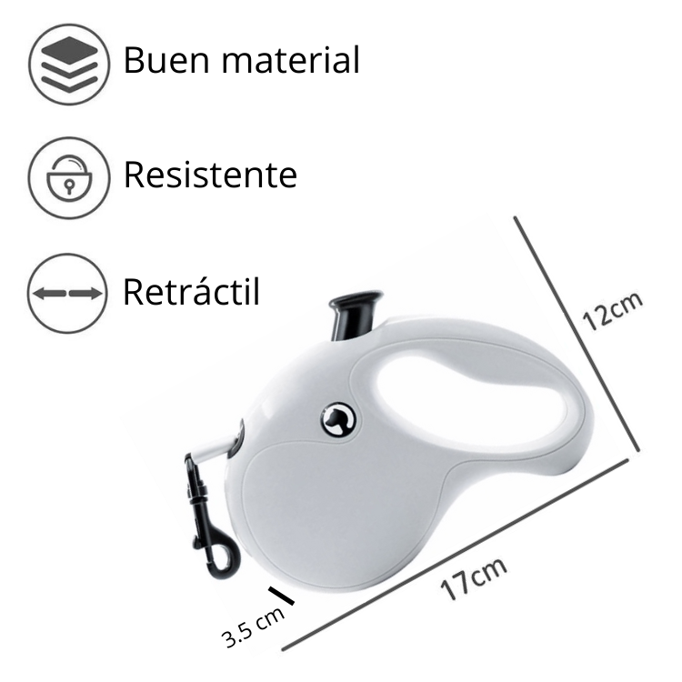 CORREA RETRACTIL MASCOTAS PLOMO - 5M