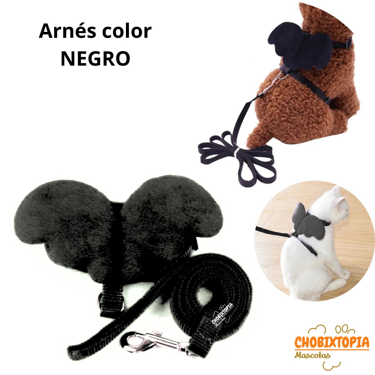 ARNES CON ALAS Y CORREA TALLA XS - NEGRO