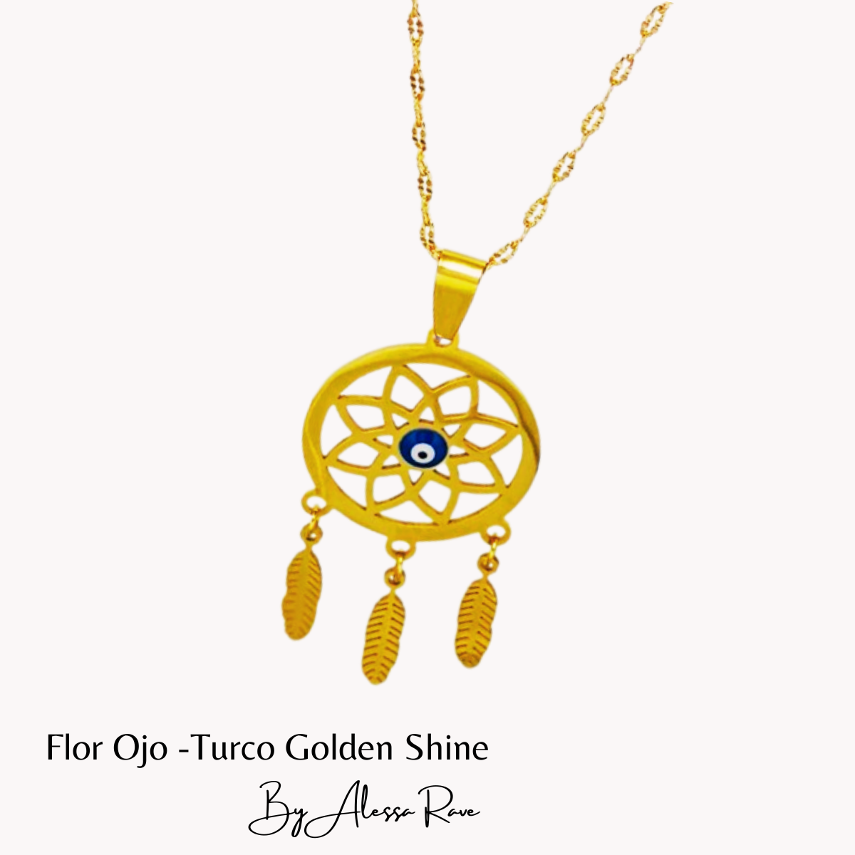 DIJE COLGANTE FLOR-OJO TURCO GOLDEN SHINE