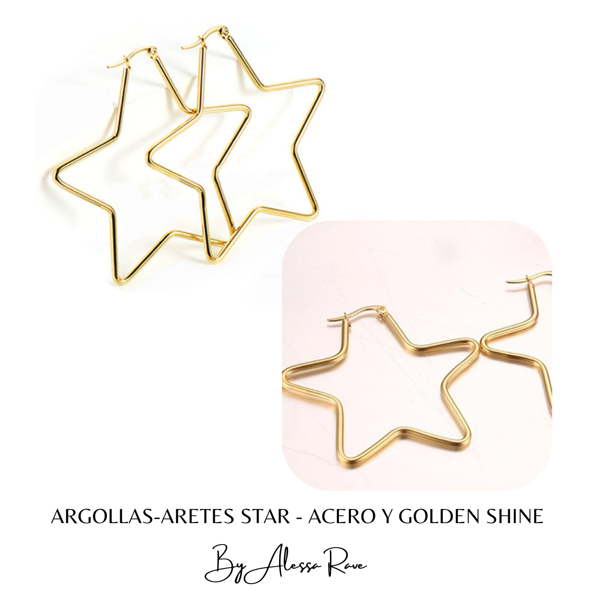 ARGOLLAS-ARETES STAR - ACERO Y GOLDEN SHINE
