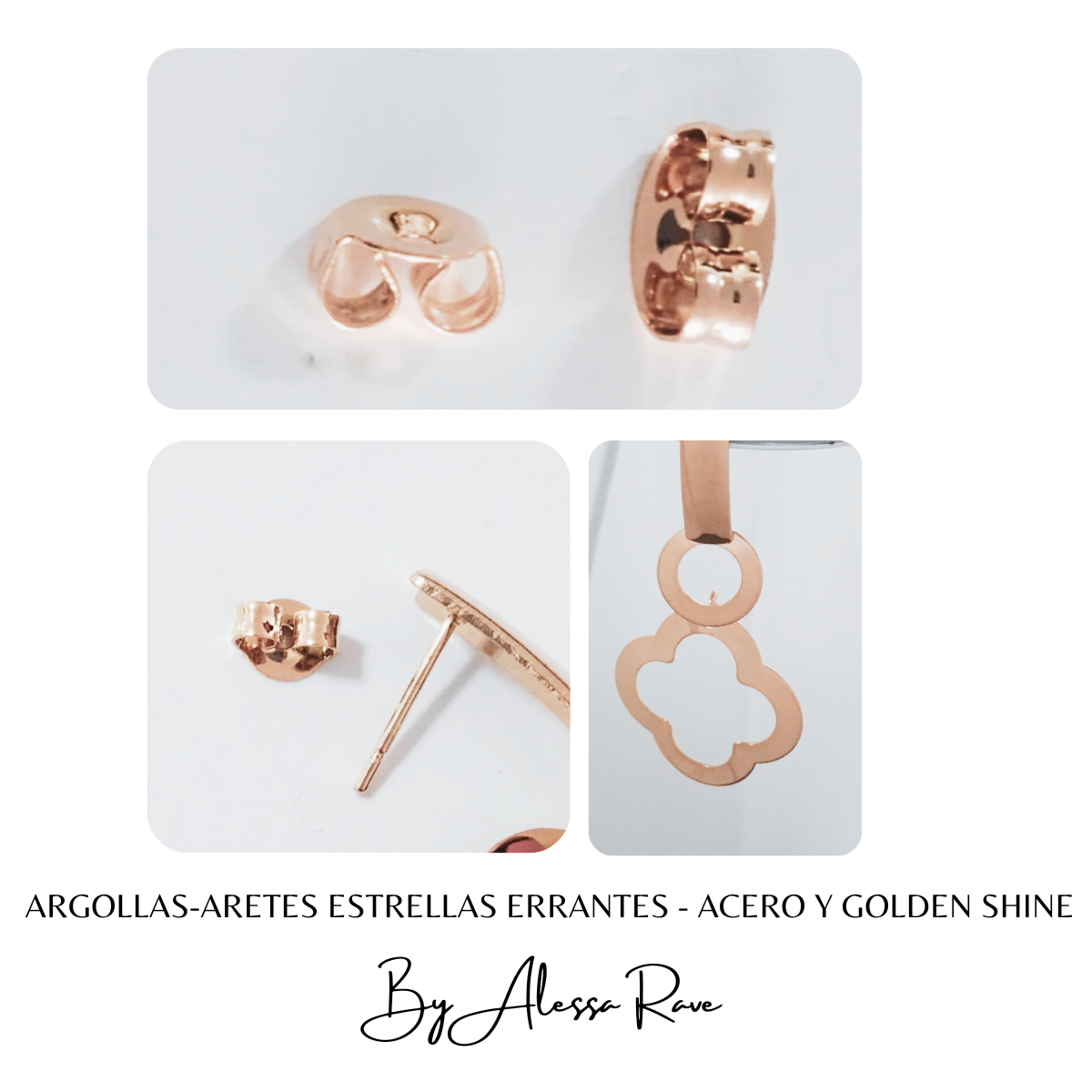 ARGOLLAS-ARETES ESTRELLAS ERRANTES - ACERO Y GOLDEN SHINE