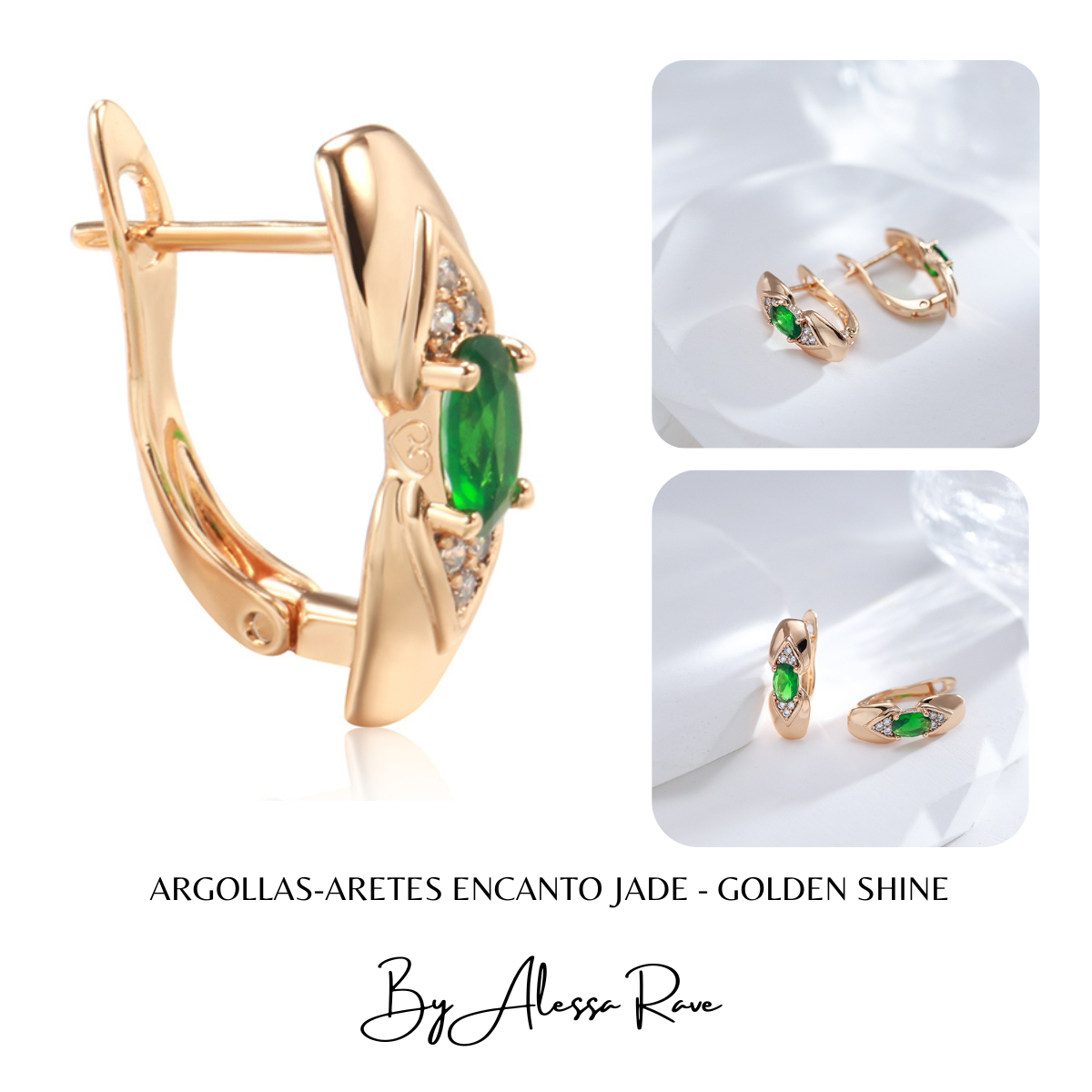 ARGOLLAS-ARETES ENCANTO JADE - GOLDEN SHINE