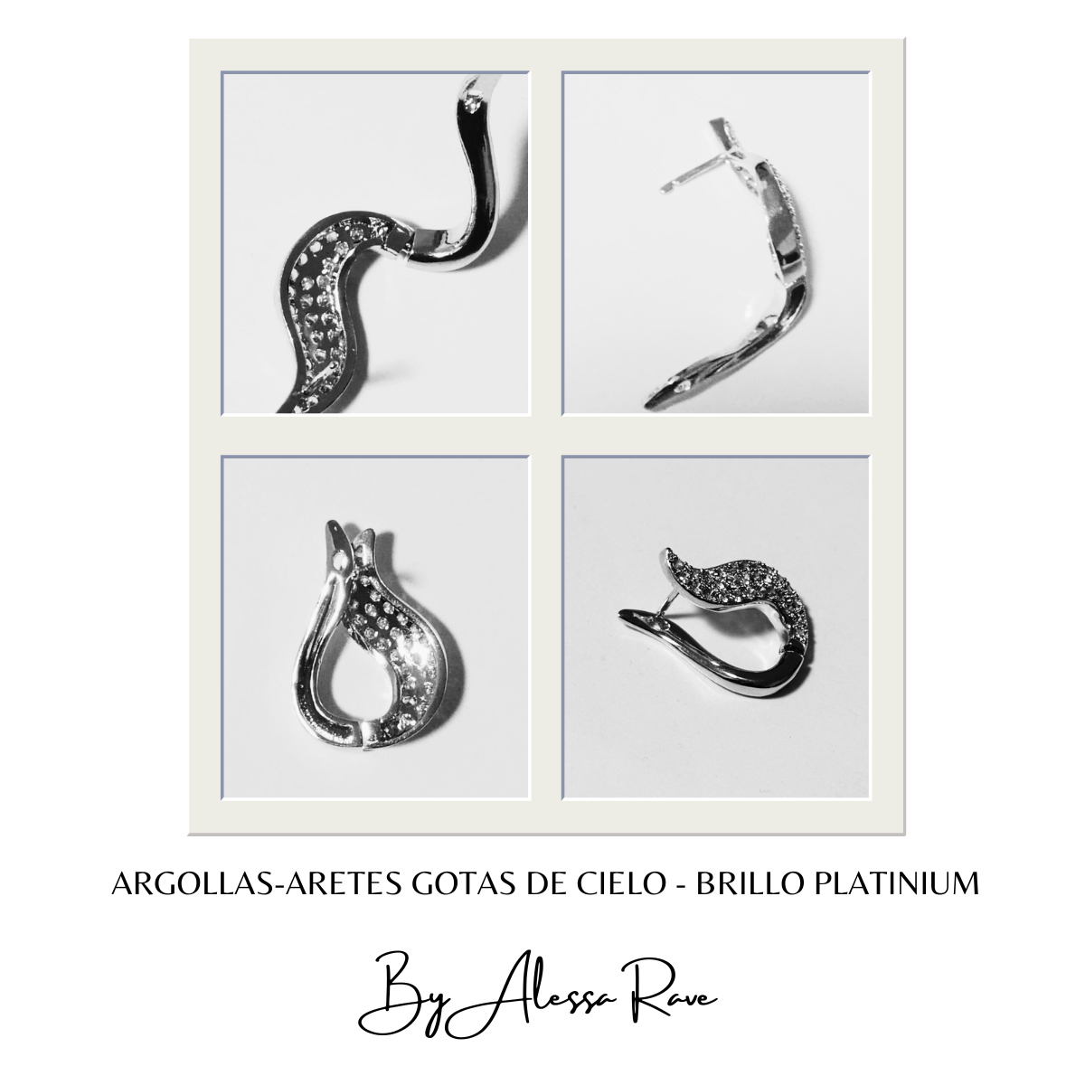 ARGOLLAS-ARETES GOTAS DE CIELO - BRILLO PLATINIUM