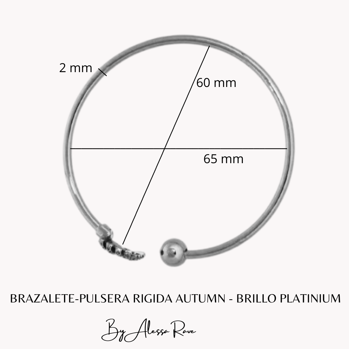 BRAZALETE-PULSERA RIGIDA AUTUMN - BRILLO PLATINIUM