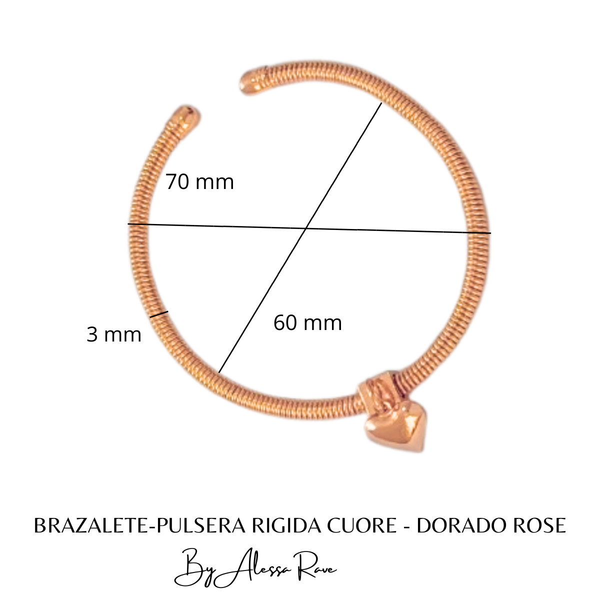BRAZALETE-PULSERA RIGIDA CUORE - DORADO ROSE