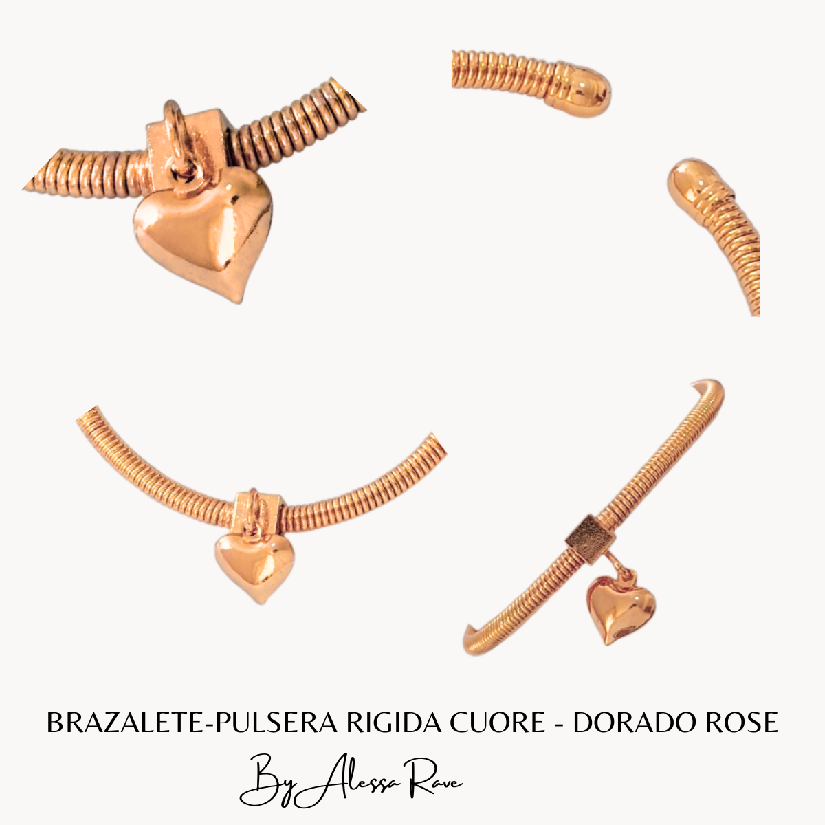 BRAZALETE-PULSERA RIGIDA CUORE - DORADO ROSE
