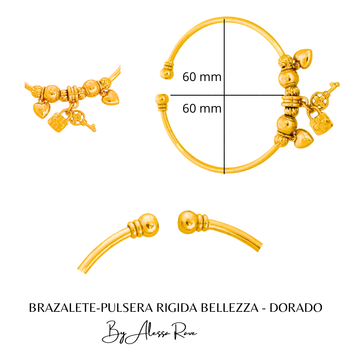 BRAZALETE-PULSERA RIGIDA BELLEZZA - DORADO