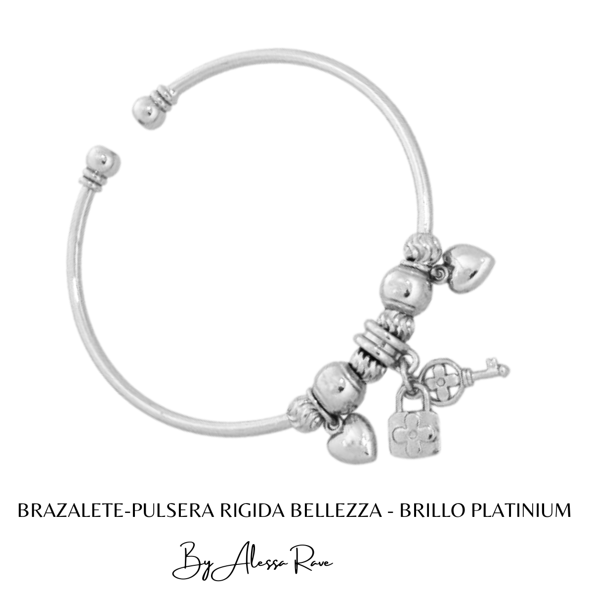 BRAZALETE-PULSERA RIGIDA BELLEZZA - BRILLO PLATINIUM