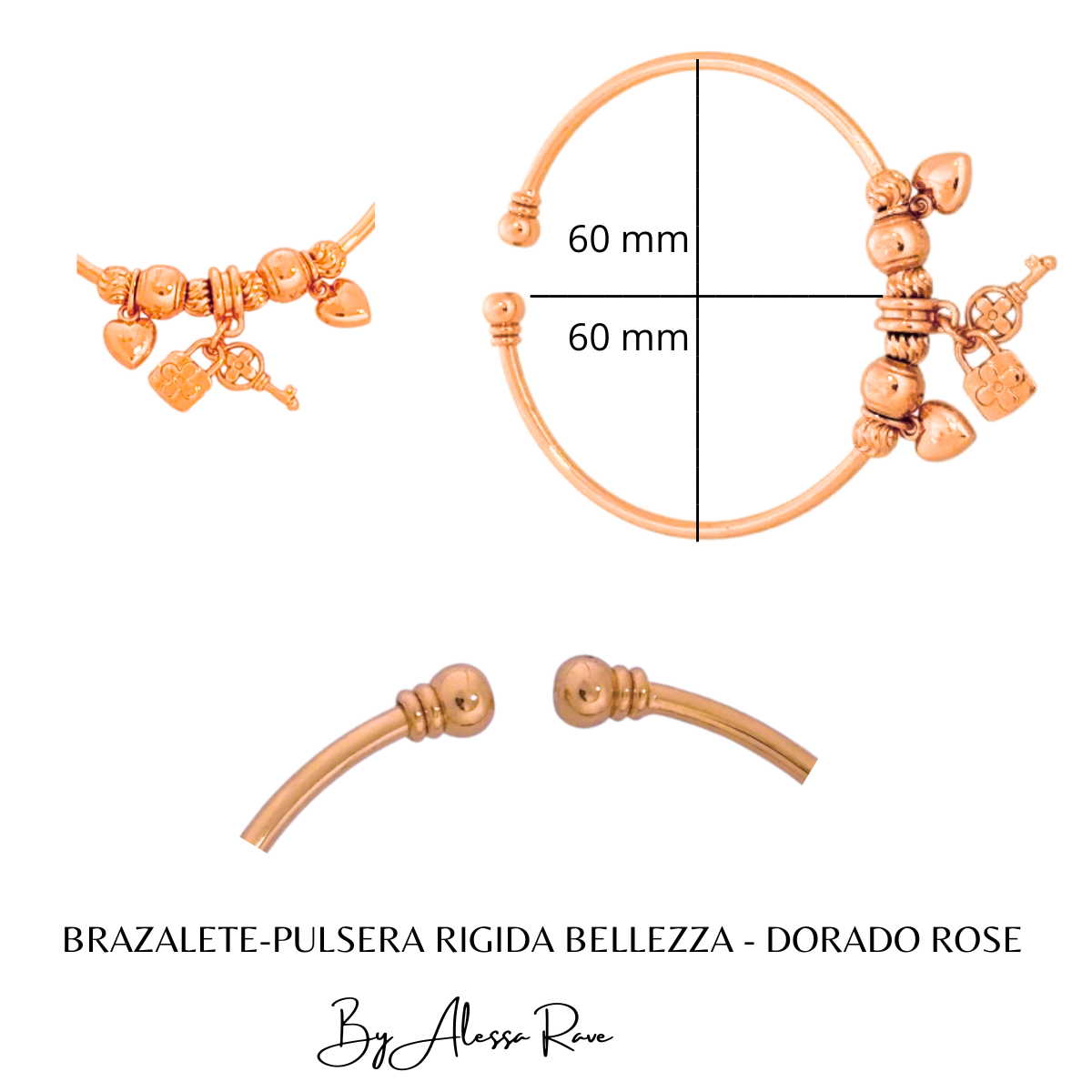 BRAZALETE-PULSERA RIGIDA BELLEZZA - DORADO ROSE