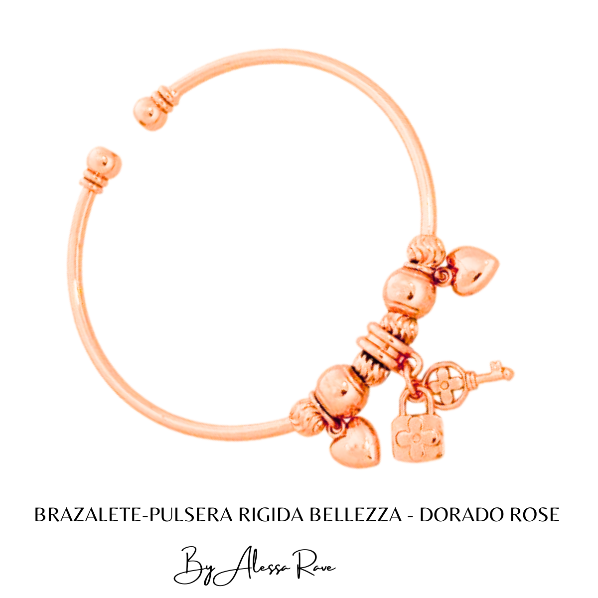BRAZALETE-PULSERA RIGIDA BELLEZZA - DORADO ROSE