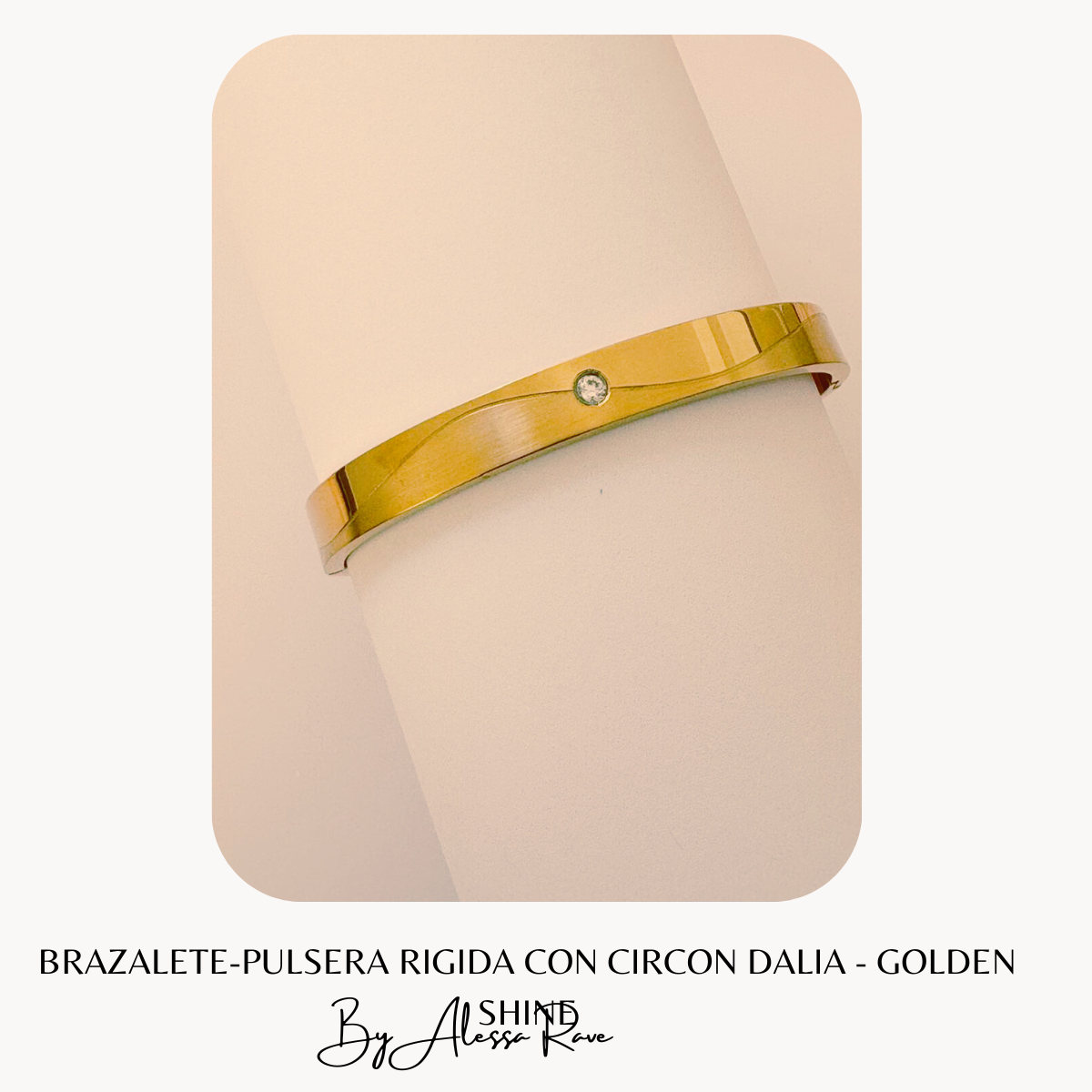 BRAZALETE-PULSERA RIGIDA CON CIRCON DALIA - GOLDEN SHINE