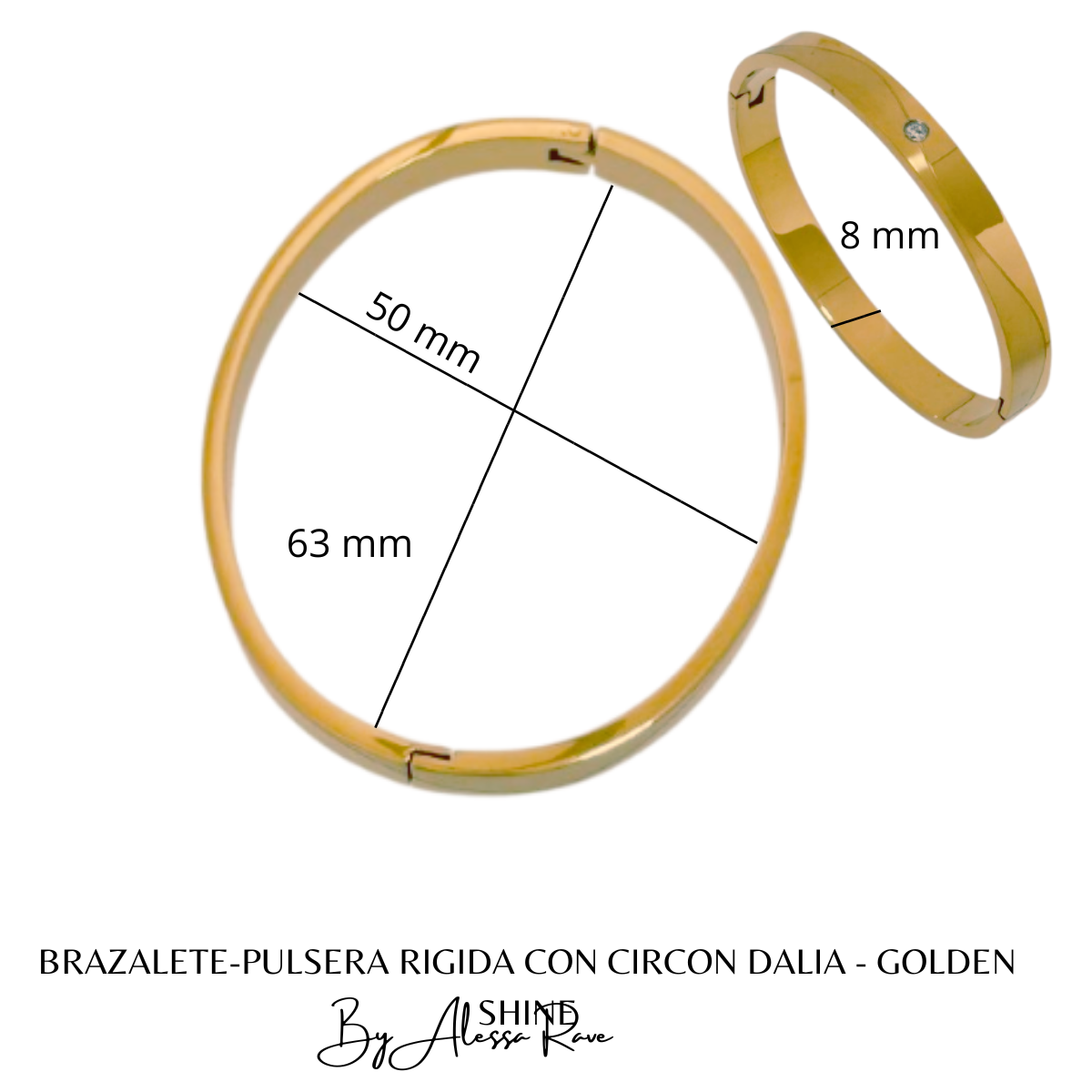 BRAZALETE-PULSERA RIGIDA CON CIRCON DALIA - GOLDEN SHINE