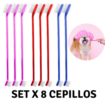 CEPILLOS DENTALES DOBLE CABEZAL (SET x 8)