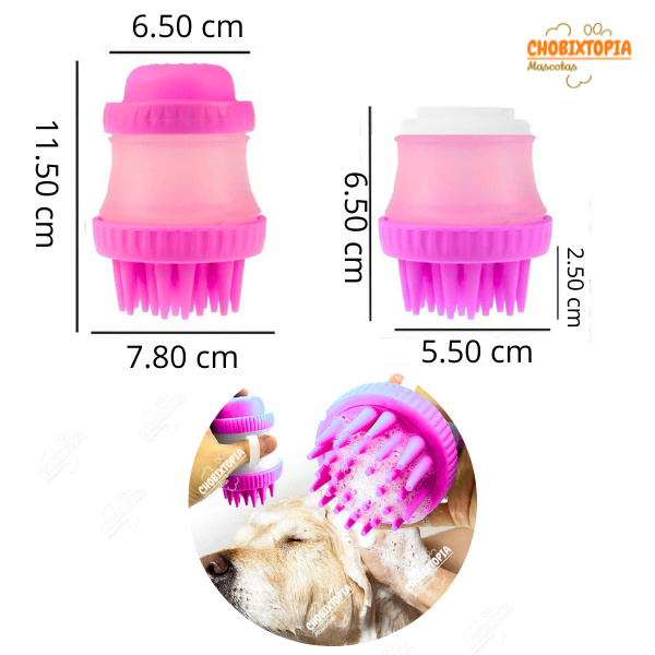 DISPENSADOR DE SHAMPOO-MASAJEADOR PARA PERRO ROSADO
