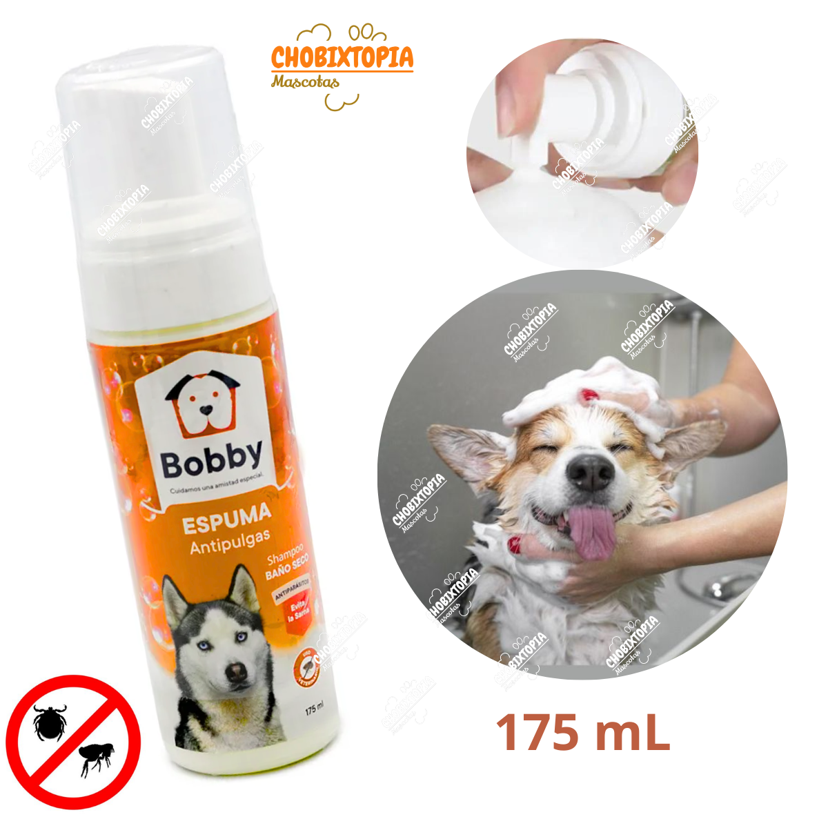 ESPUMA BAÑO BOBBY BAÑO SECO ANTIPULGAS 175 ML