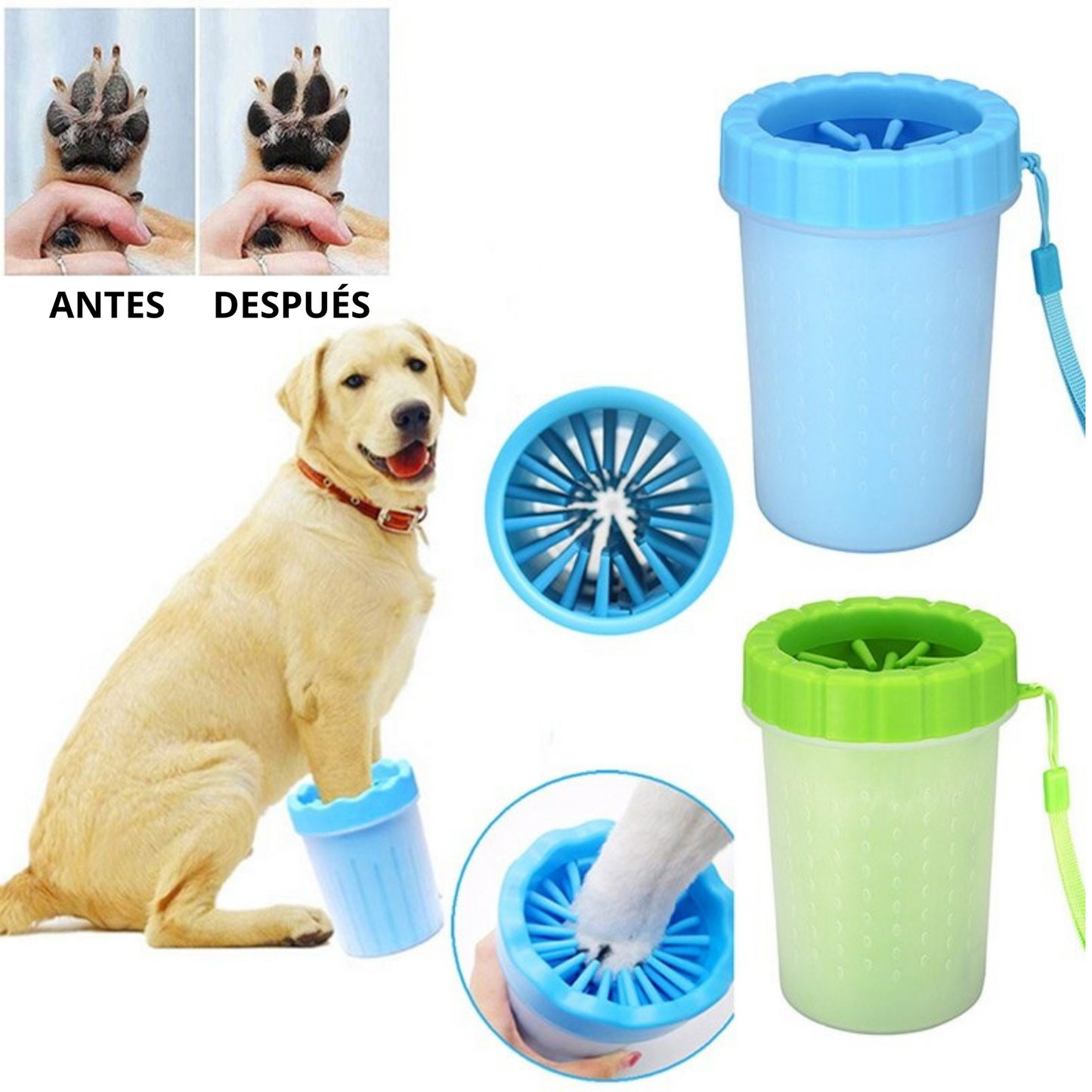 LIMPIA PATITAS PARA MASCOTAS GRANDE (VERDE)
