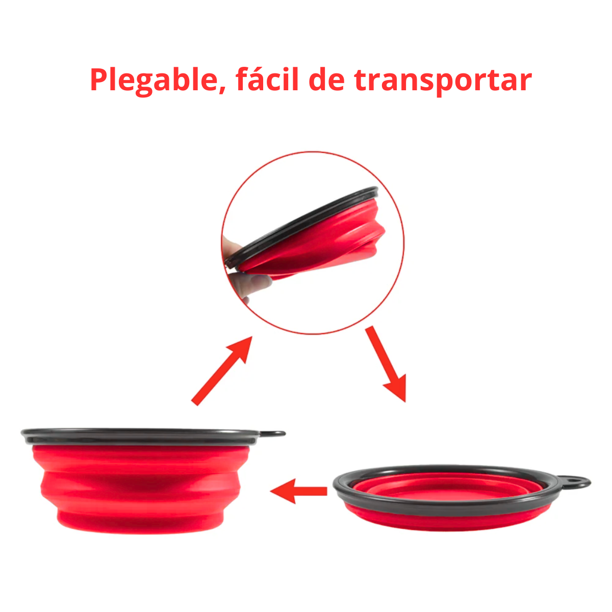 PLATO PLEGABLE PARA MASCOTA NUNBELL - CORAL 600 ML