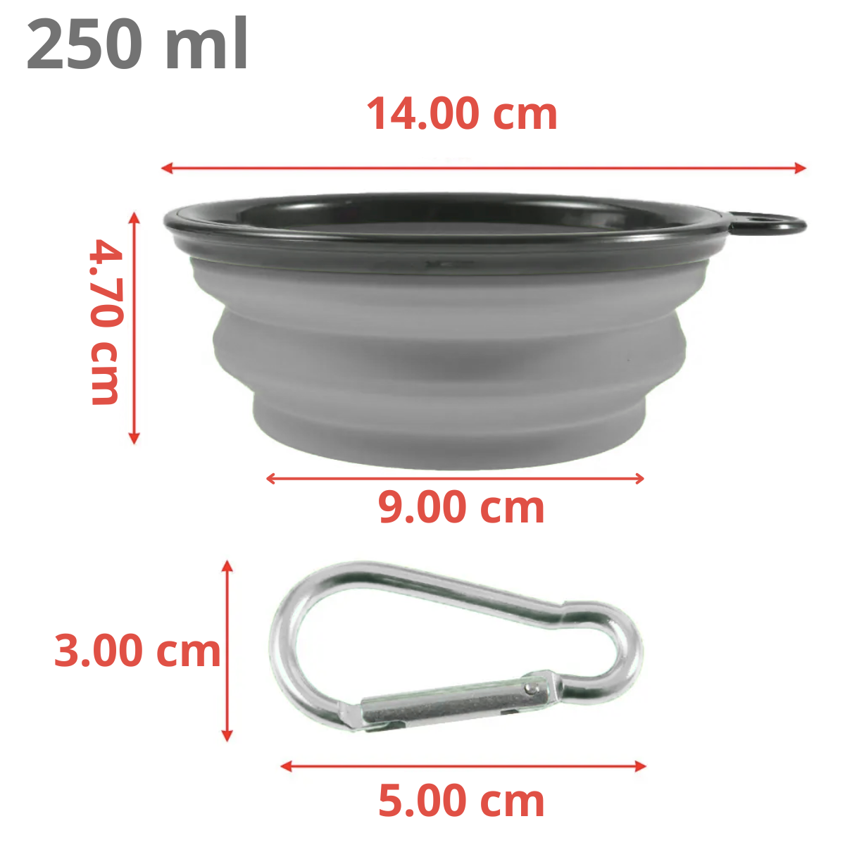 PLATO PLEGABLE PARA MASCOTA NUNBELL - PLOMO 250 ML