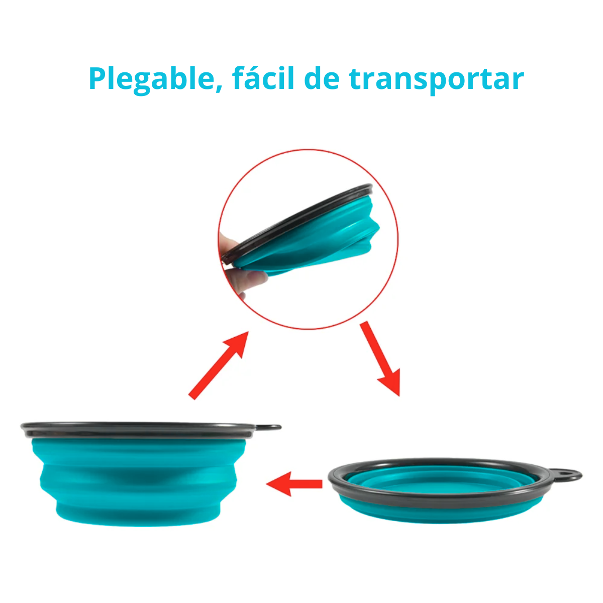 PLATO PLEGABLE PARA MASCOTA NUNBELL - TURQUESA 600 ML