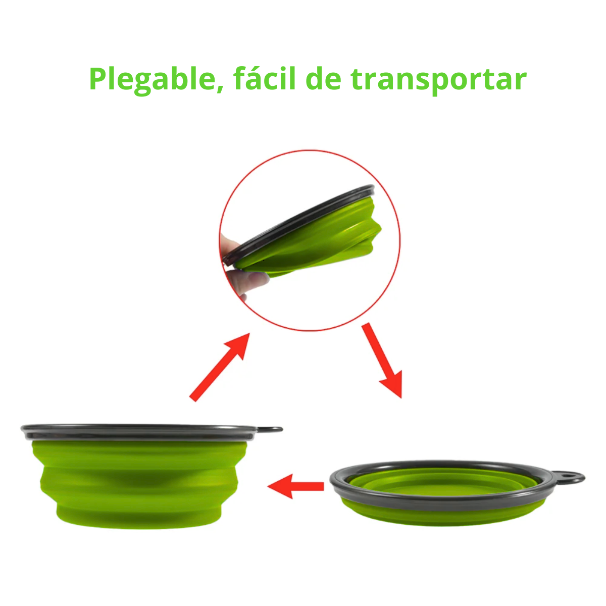 PLATO PLEGABLE PARA MASCOTA NUNBELL - VERDE LIMON 600 ML