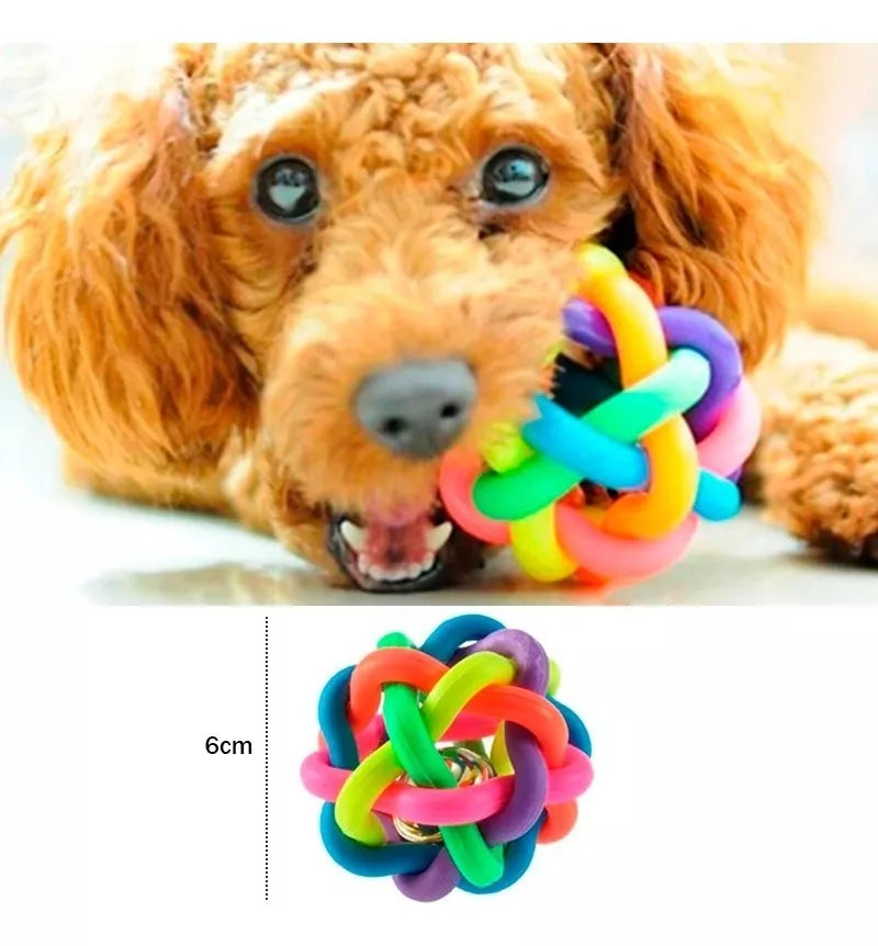 JUGUETE TEJIDO CON CASCABEL PARA MASCOTAS (PELOTA) - 10 cm