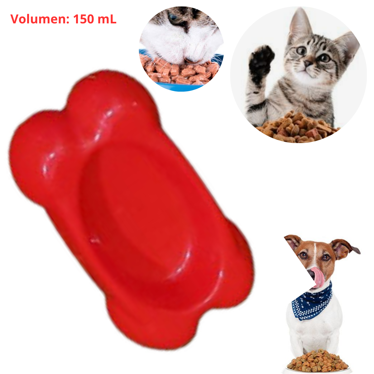 PLATO HUESO CHICO ROJO 150 mL
