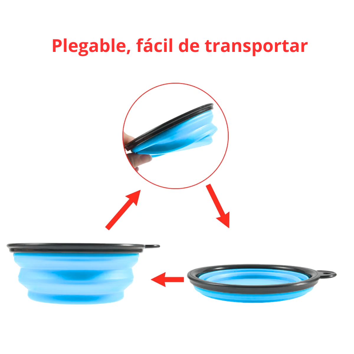 Plato portátil plegable para mascota - Azul 350 mL