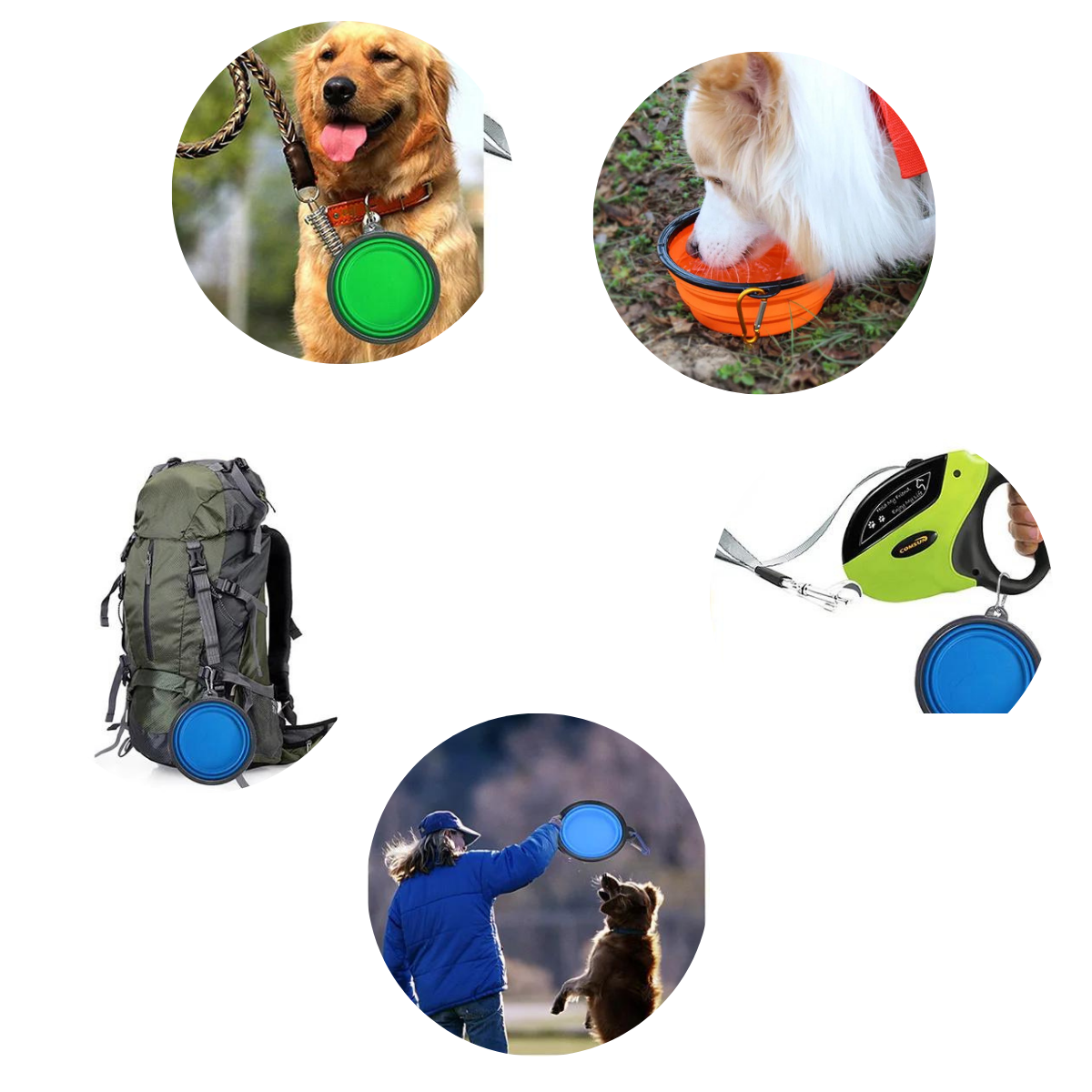 PLATO PORTATIL PLEGABLE GRANDE PARA MASCOTA - CELESTE 850mL