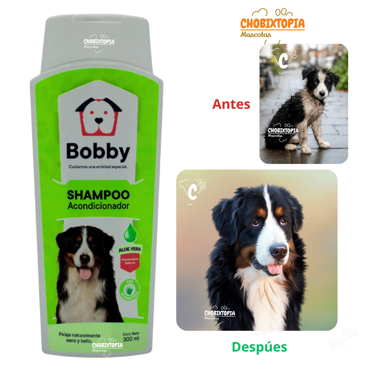 SHAMPOO BOBBY ALOE VERA PARA PERROS FRASCO x 300 mL