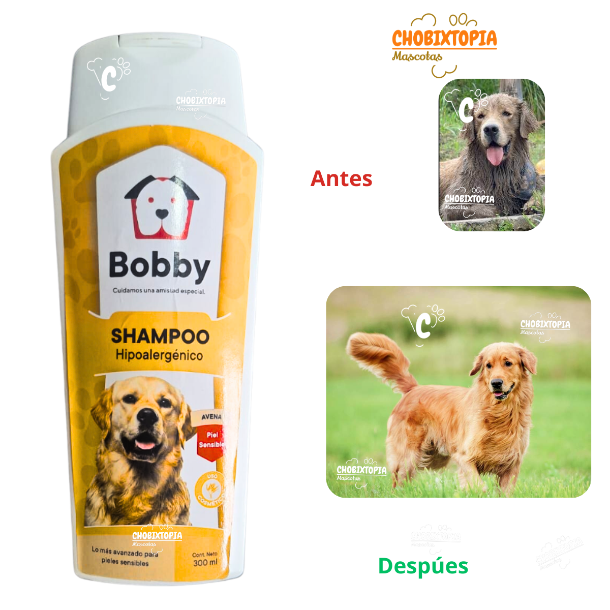 SHAMPOO BOBBY HIPOALERGÉNICO PARA PERROS FRASCO x 300 mL