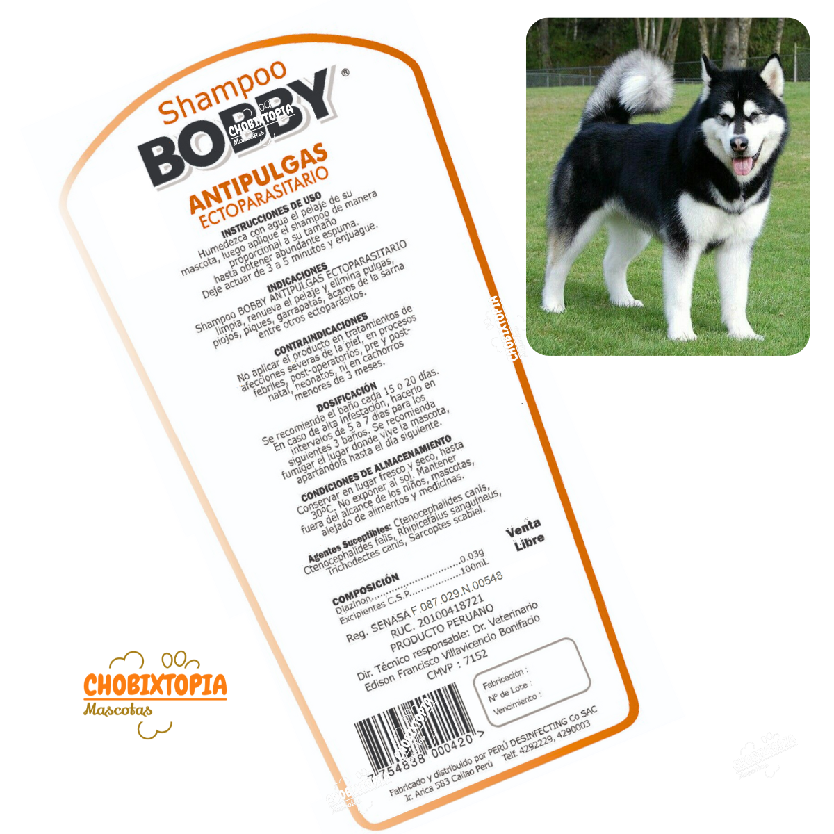 SHAMPOO ANTIPULGAS PARA PERROS BOBBY FRASCO x 300 Ml