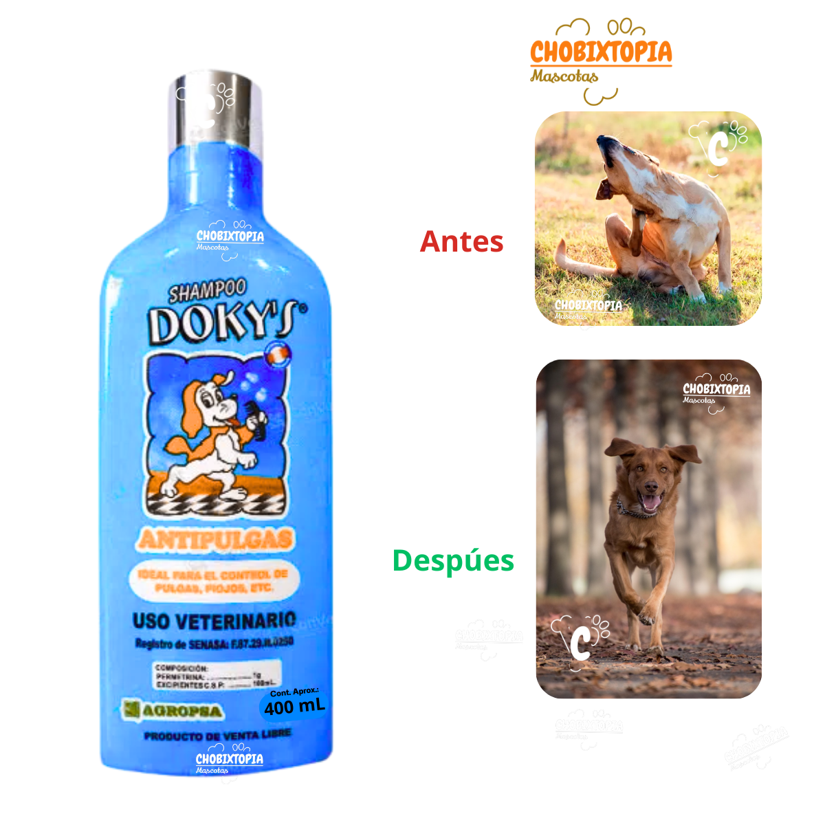 SHAMPOO DOKY'S ANTIPULGAS PARA PERROS FRASCOx400 mL