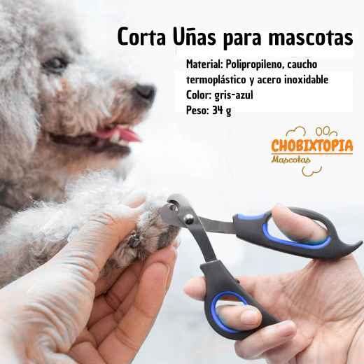 CORTAUÑAS TIJERA PARA GATOS Y PERROS-MASCOTA AZUL BORDE-GRANDE