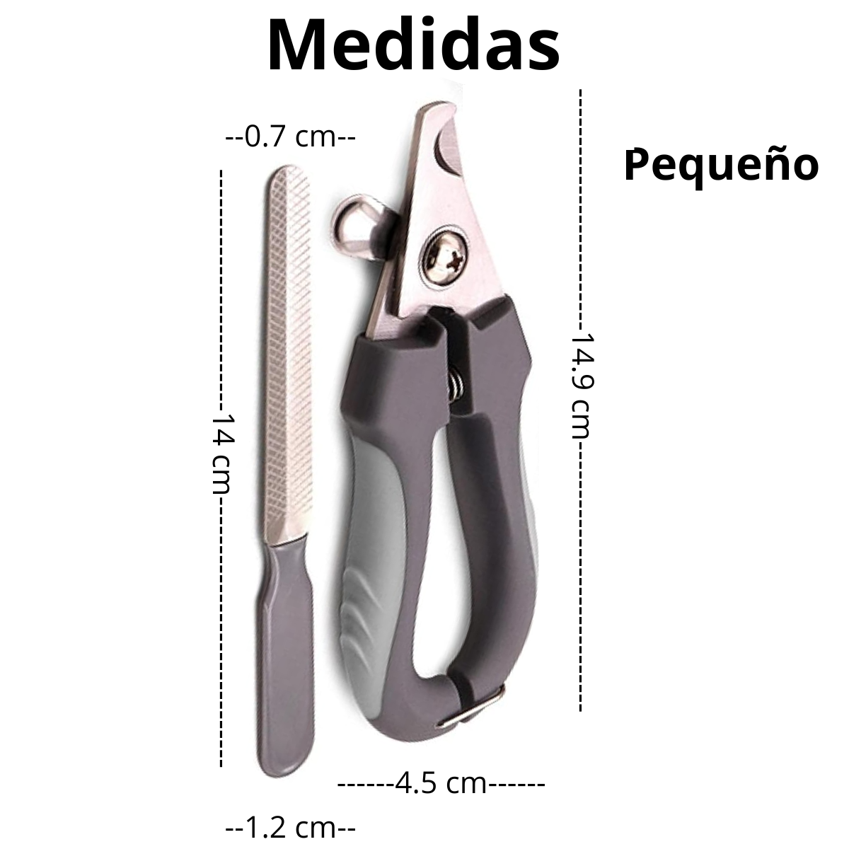 PEINE DESMOTADOR CORTAUÑAS Y LIMA KIT PLOMO PEQUEÑO