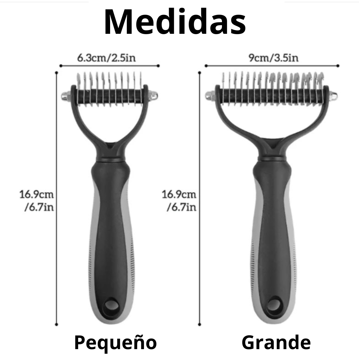 PEINE DESMOTADOR CORTAUÑAS Y LIMA KIT PLOMO PEQUEÑO
