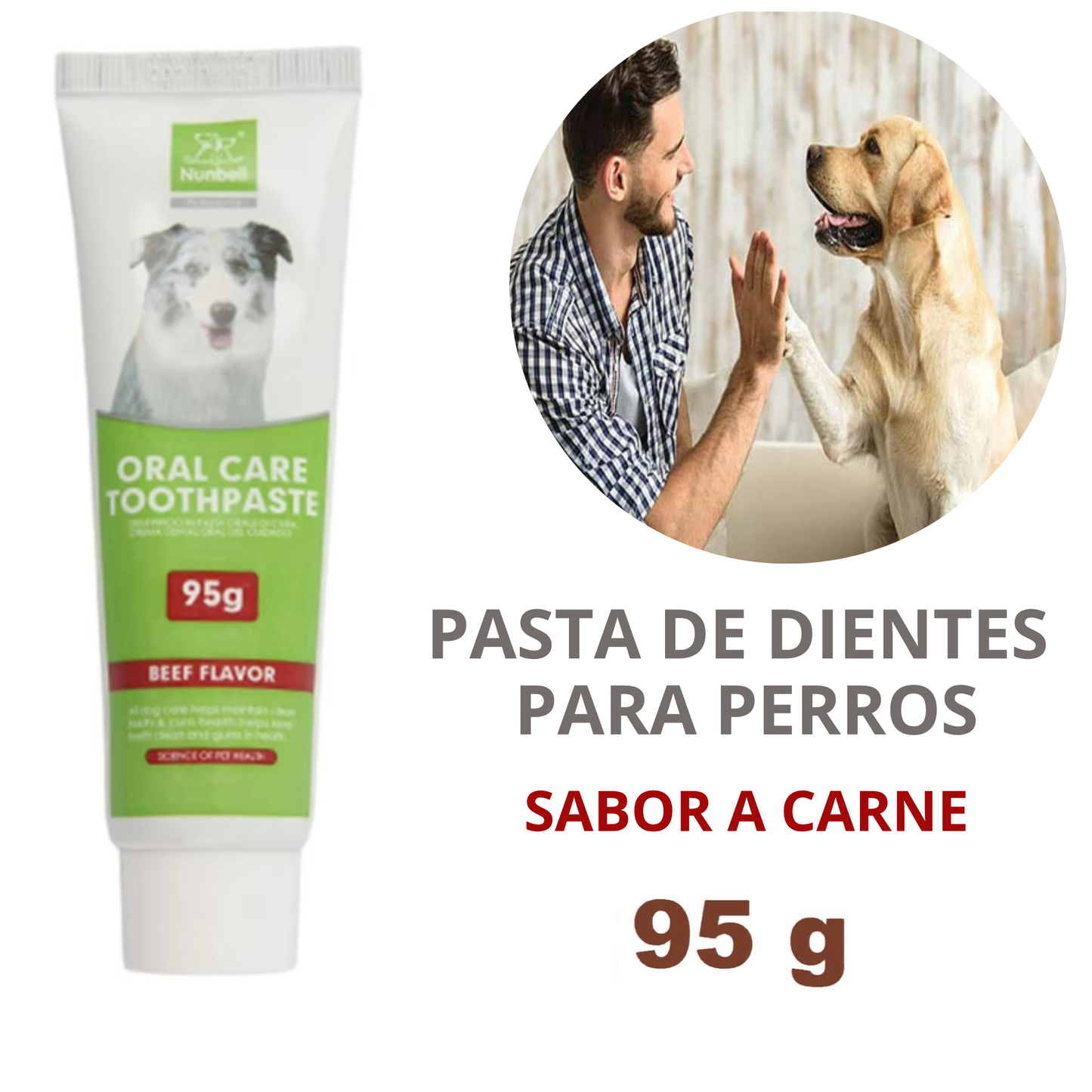 PASTA DENTAL PARA PERROS Y CACHORROS (ENVASE x 95g)  SABOR A CARNE DE VACUNO