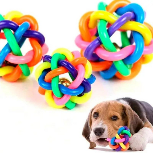 JUGUETE TEJIDO CON CASCABEL PARA MASCOTAS (PELOTA) - 10 cm