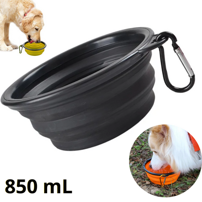 PLATO PORTATIL PLEGABLE GRANDE PARA MASCOTA - NEGRO 850mL