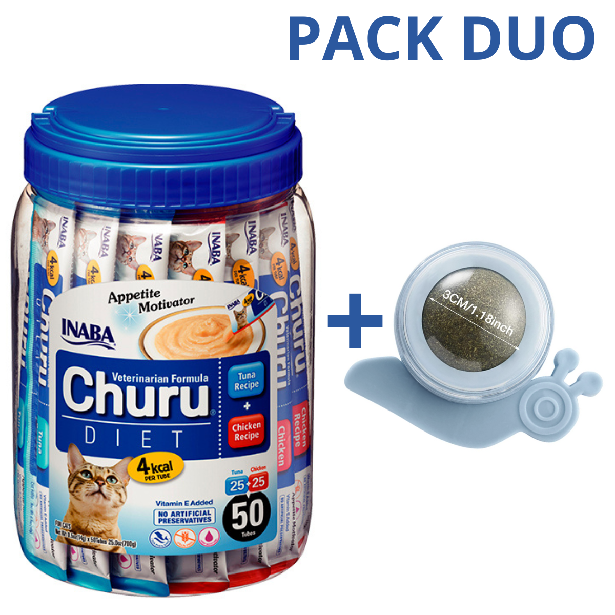 DUO CHURU VET DIET-ATUN POLLO 50U PACK CATNIP CARACOL