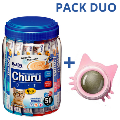 DUO CHURU VET DIET - ATUN POLLO 50 U (PACK CATNIP ROSA)