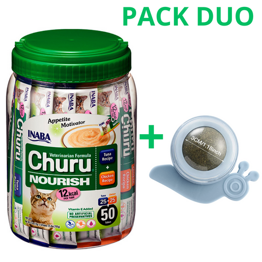 DUO CHURU VET NOURISH-ATUN POLLO 50U PACK CATNIP CARACOL