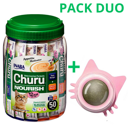 DUO CHURU VET NOURISH - ATUN POLLO 50 U (PACK CATNIP ROSA)