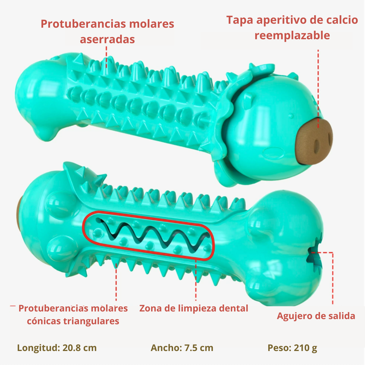 Juguete Masticable Para Perros - Cerdito Turquesa