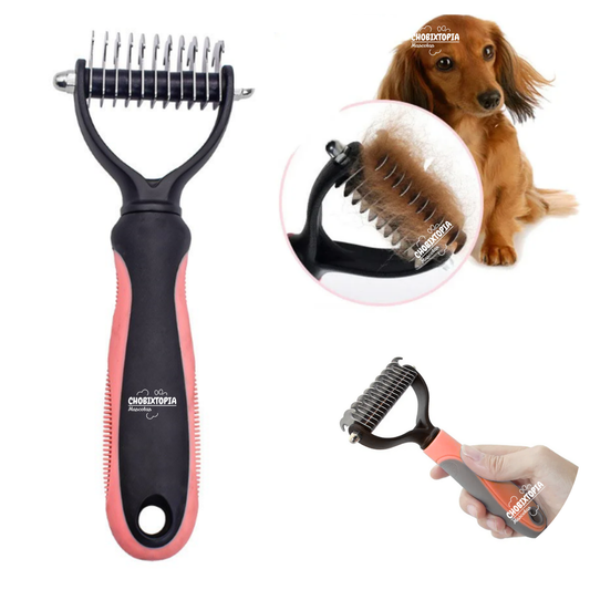 PEINE DESMOTADOR PARA PERROS Y GATOS ROSA SALMON CHICO